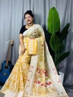 Shiuli Soft Deep Cream Jamdani Sari