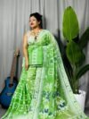 Shiuli Soft Grass Green Jamdani Sari