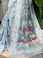 Shiuli Soft Grey Jamdani Sari