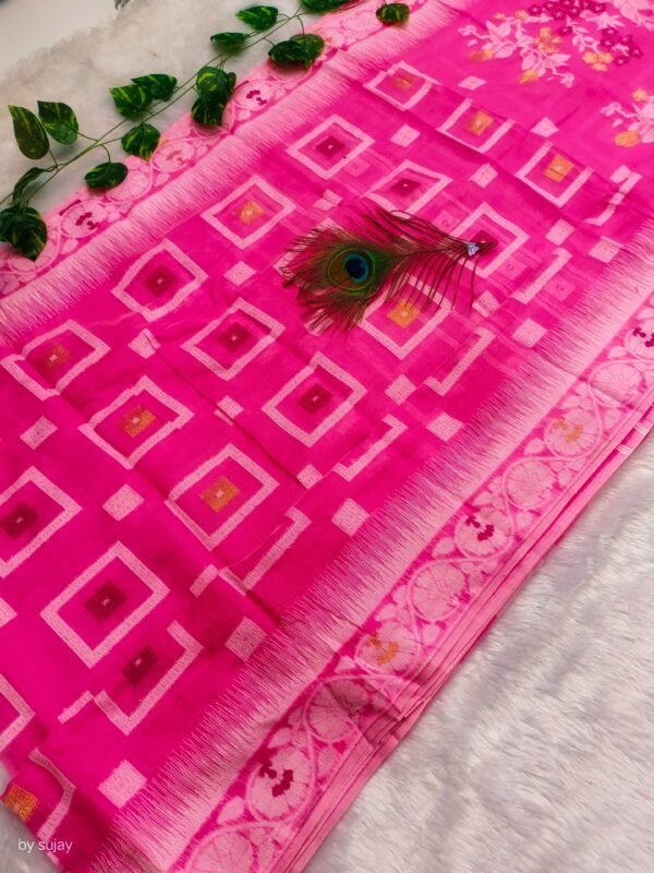 Shiuli Soft Hot Pink Jamdani Sari