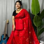 Shiuli Soft Red Jamdani Sari