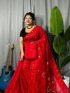 Shiuli Soft Red Jamdani Sari