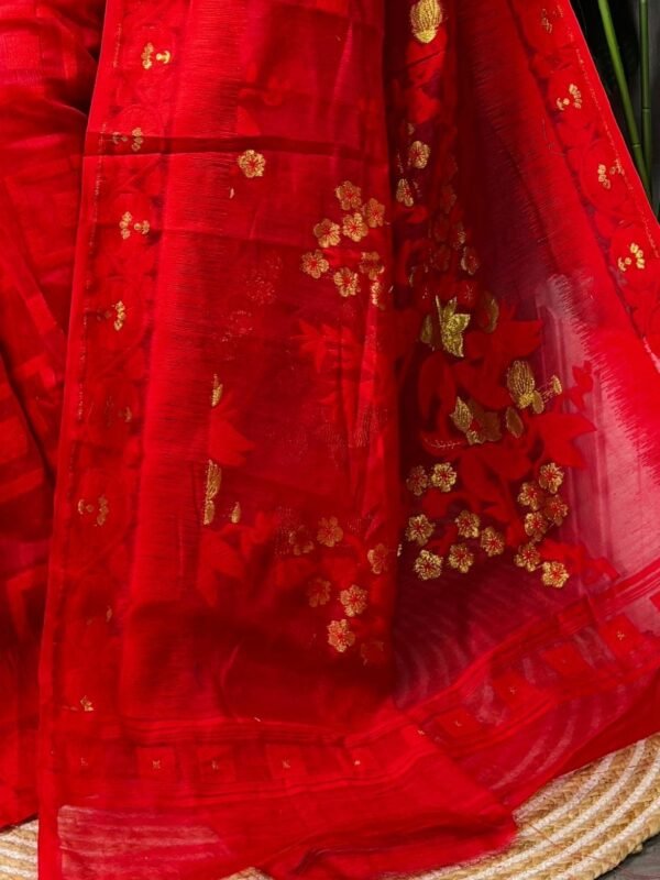 Shiuli Soft Red Jamdani Sari