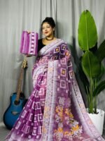 Shiuli Soft Warm Purple Jamdani Sari