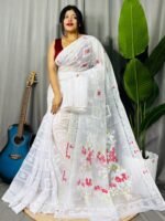 Shiuli Soft White Jamdani Sari