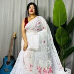 Shiuli Soft White Jamdani Sari