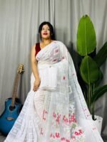 Shiuli Soft White Jamdani Sari