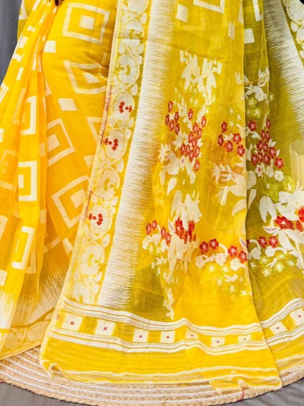 Shiuli Soft Yellow Jamdani Sari