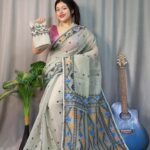 Nokshimala Soft Ash Jamdani Saree
