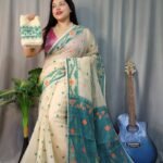 Nokshimala Soft Cream Jamdani Saree