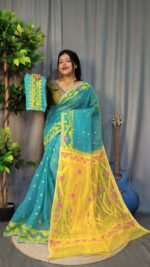 Nokshimala Soft Firoja Jamdani Saree - Image 2