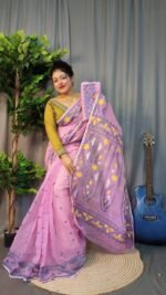 Nokshimala Soft Pink Jamdani Saree - Image 2