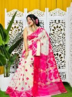 White Soft Korat Buti Jamdani Saree