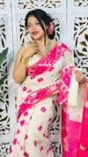 White Soft Korat Buti Jamdani Saree