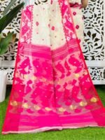 White Soft Korat Buti Jamdani Saree