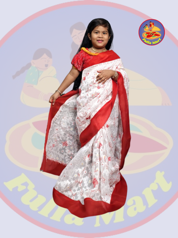Baby Dhakai Jamdani Sari with Embroidery Work (5)
