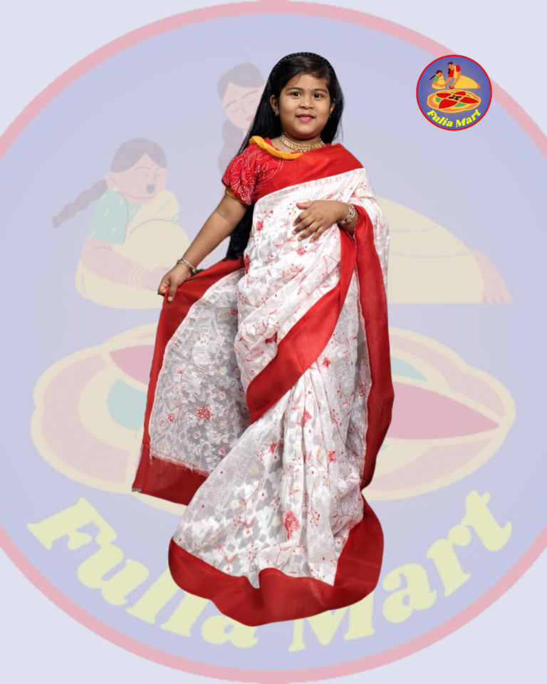 Baby Dhakai Jamdani Sari with Embroidery Work (5)
