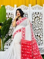 White Soft Buti Korat Jamdani Saree