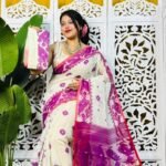 White Soft Korat Buti Jamdani Saree