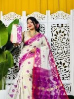 White Soft Korat Buti Jamdani Saree