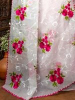White Soft Marigold Handloom Saree