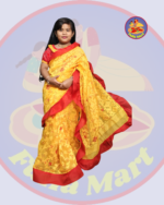 Cute Baby Yellow Dhakai Jamdani Sari with Embroidery Work - 3-6 Years - Image 4