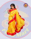 Cute Baby Yellow Dhakai Jamdani Sari with Embroidery Work - 3-6 Years - Image 2