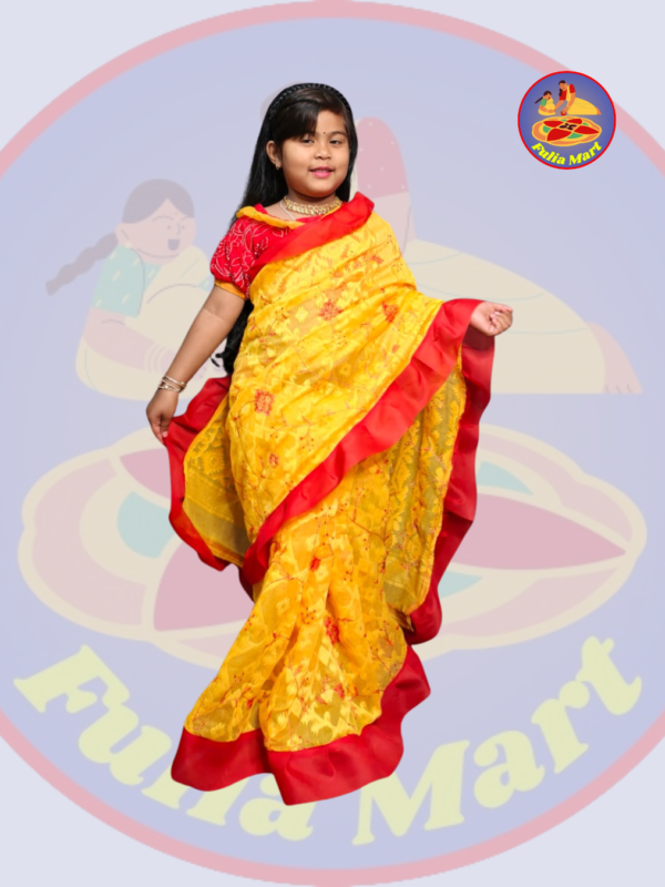 Yellow Soft Baby Dhakai Jamdani Sari with Embroidery Work (6)