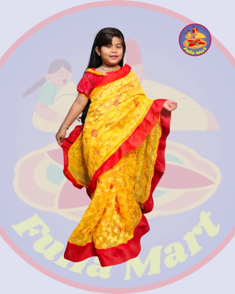 Yellow Soft Baby Dhakai Jamdani Sari with Embroidery Work (6)