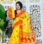 Yellow Soft Korat Buti Jamdani Saree