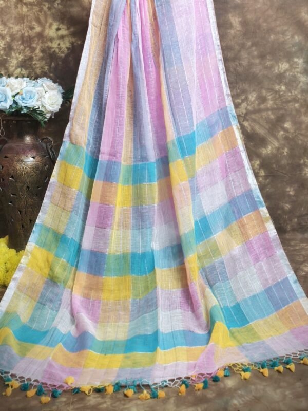 Exclusive Dual Tone Dull Pink Plain Jori Tissue Sari With Blouse Piece