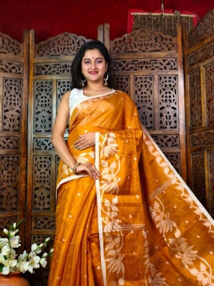 Exclusive Dual Tone Lotus Tissue Sari With Blouse Piece