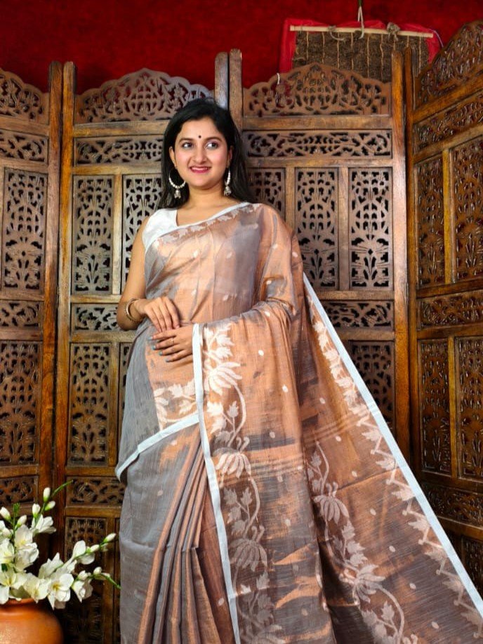 Exclusive Dual Tone Lotus Tissue Sari With Blouse Piece
