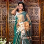 Exclusive Dual Tone Lotus Tissue Sari With Blouse Piece