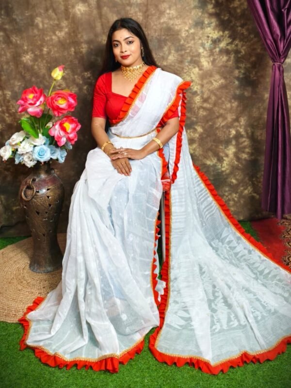 Exclusive Soft White Jamdani Saree