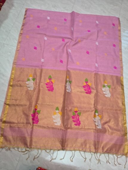 Exclusive Dual Tone Pata Tissue Sari With Blouse Piece