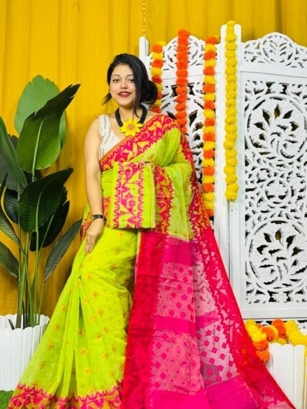 Lemon Soft Dhakai Jamdani Sari