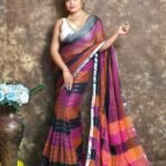 Exclusive Dual Tone Maroon Plain Jori Tissue Sari With Blouse Piece