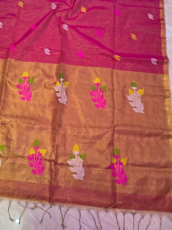 Exclusive Dual Tone Pata Tissue Sari With Blouse Piece