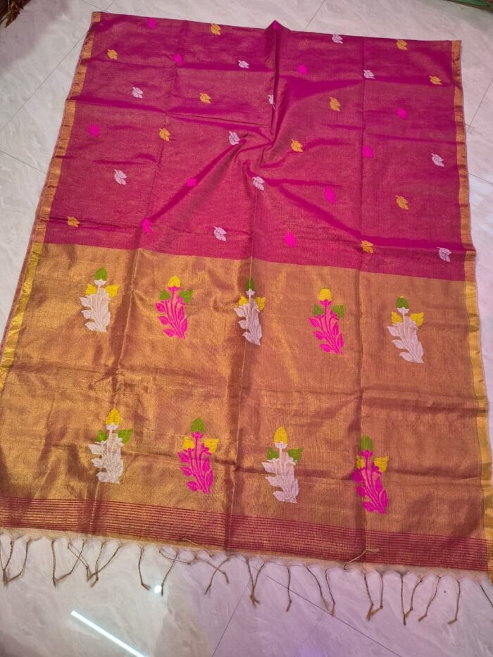 Exclusive Dual Tone Pata Tissue Sari With Blouse Piece