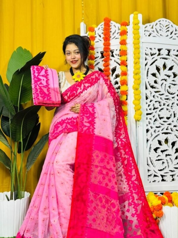 Persian Pink Soft Dhakai Jamdani Sari