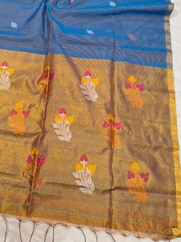 Exclusive Dual Tone Pata Tissue Sari With Blouse Piece