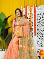 Shiuli Soft Dark Salmon Jamdani Saree