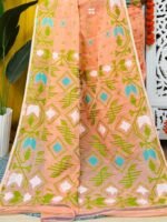 Shiuli Soft Dark Salmon Jamdani Saree