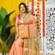 Shiuli Soft Dark Salmon Jamdani Saree