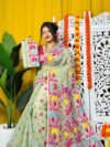 Shiuli Soft Frog Green Jamdani Saree