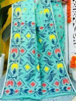 Shiuli Soft Light Aqua Jamdani Saree