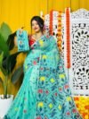 Shiuli Soft Light Aqua Jamdani Saree