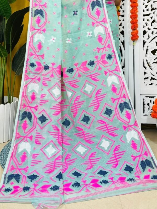 Shiuli Soft Light Blue Jamdani Saree