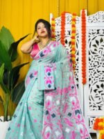 Shiuli Soft Light Blue Jamdani Saree